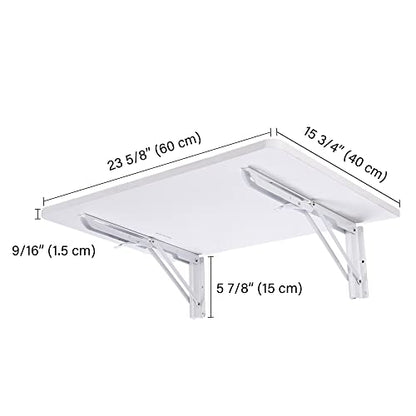 Yescom Wall Mounted Floating Folding Desk Wooden PC Dining Drop Leaf Table - color: White