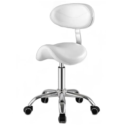 Extra Tall Saddle Chair for Standing Desk, Home Office Ergonomic Chair 30" - 36" Adjustable Height, Gas Rise Saddle Stool with Wheels & Back Support(White) - color: White