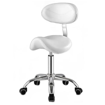 Extra Tall Saddle Chair for Standing Desk, Home Office Ergonomic Chair 30" - 36" Adjustable Height, Gas Rise Saddle Stool with Wheels & Back Support(White) - color: White