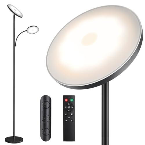 SUNMORY Floor Lamps for Living Room，LED Standing Lamp with Remote Control - color: Black, size: with Sub-lamp