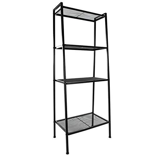 Ladder Bookshelf, 4-Tier Metal Shelf Open Bookcase Freestanding Bathroom Storage Rack Plant Stand for Living Room, Bedroom, Office, Easy Assembl (Black3) - color: Black3