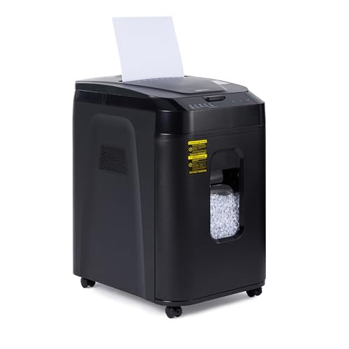 Amazon Basics 150-Sheet Autofeed Micro-Cut Paper and Credit Card Shredder, High Security Level P-4 with 8.5-Gallon Bin, 60-Minute Continuous Run Time, Black - size: 150 Sheet
