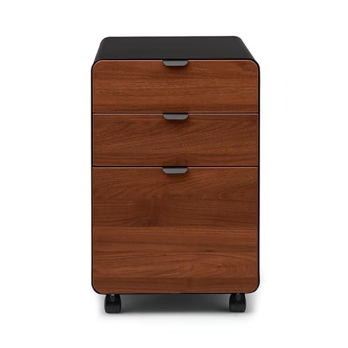 UPLIFT DESK 3-Drawer Mobile File Cabinet - Steel Rolling Filing Cabinet with Lock, Soft-Close Top Drawer, Letter & Legal Size File Storage, Easy Assembly for Home Office (Black, Walnut) - color: Black, Walnut