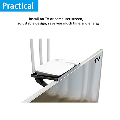 TV Top Screen Shelf Speakers Mount Adjustable Computer Monitor Shelf Storage Bracket Mount Hold Cable Media Box, Game Console, WiFi Router, Plants, Remote Controls, Cellphone Stand, DVD Shelf