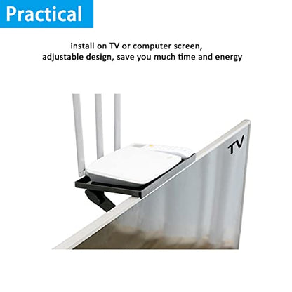 TV Top Screen Shelf Speakers Mount Adjustable Computer Monitor Shelf Storage Bracket Mount Hold Cable Media Box, Game Console, WiFi Router, Plants, Remote Controls, Cellphone Stand, DVD Shelf