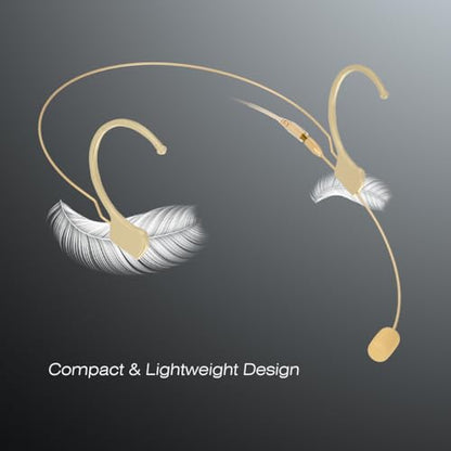 KIMAFUN Headset/Headworn Microphone Professional Earset Over Ear Hanging Condenser Mic Compatible with Audio Technica Wireless System Bodypack Transmitter, For Performance, Theater, Lecture - Beige T4 - size: T4 for Audio Technica Wireless System