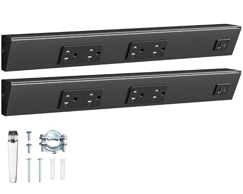 2-Pack 16 in Under Cabinet Outlet Strip, Angled Design | 2×20A TR Outlets, USB-A & USB-C, Expandable Modular System, Pre-Wired Installation, Kitchen, Workshop, Black, ETL Listed - color: Black, size: 2 Pack