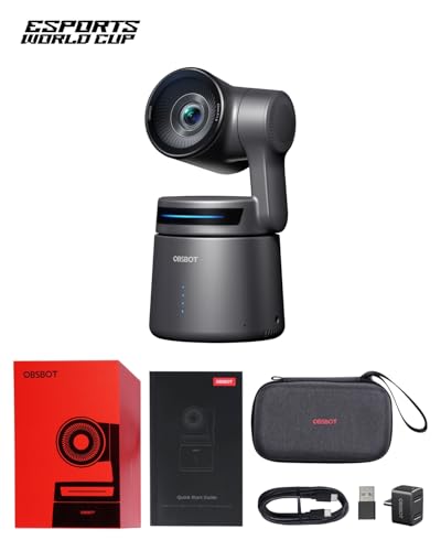 OBSBOT Tail Air NDI Streaming Camera 4K, AI Tracking PTZ Camera with Intelligent APP, Gesture Control, HDMI/USB-C/Wireless Webcam, Video Camera Live Stream for YouTube, Church, Worship, Creator, etc. | Intelligent APP, Gesture Control, HDMI/USB-C/Wireless