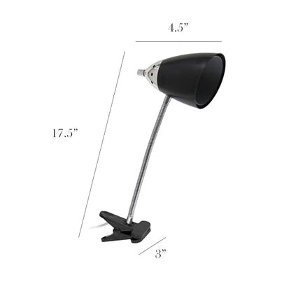 Simple Designs LD2001-BLK-LB 17.5" Flossy Flexible Gooseneck Clip Light Desk Lamp with LED Bulb, Black - color: Black