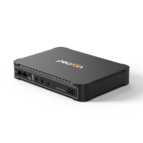 PECRON D77 DC UPS Battery Backup, 76.96Wh Small UPS for WiFi Router/Modem/Security Camera/Phone, Uninterruptible Power Supply with PoE Port, 5V/9V/12V DC5521 Port, 5V USB-A