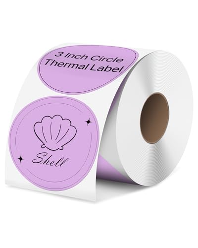iEager 3 Inch Purple Circle Thermal Labels, Durable Round Thermal Label - color: Purple, size: 3 INCH