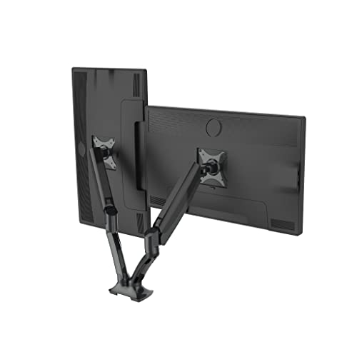 Progressive Desk Dual Gas Spring Monitor Mount Stand - Fits 10"-27" Monitors - ±180° Monitor Rotation - Arm Holds Up to 20 lbs per Arm - style: Dual 10"-27"