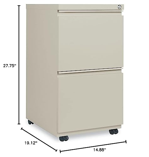 ALEPBFFPY - Two-Drawer Metal Pedestal File with Full-Length Pull