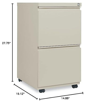 ALEPBFFPY - Two-Drawer Metal Pedestal File with Full-Length Pull