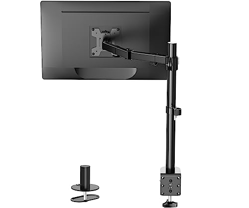 WALI Single Monitor Mount, Single Monitor Arm Desk Mount, Up to 32 inch Ultrawide, Regular Screens up to 27 inches, 22lbs, Adjustable Mount with C-CLAMP for Home Office Application(M001), Black - size: 13"-27", style: Single