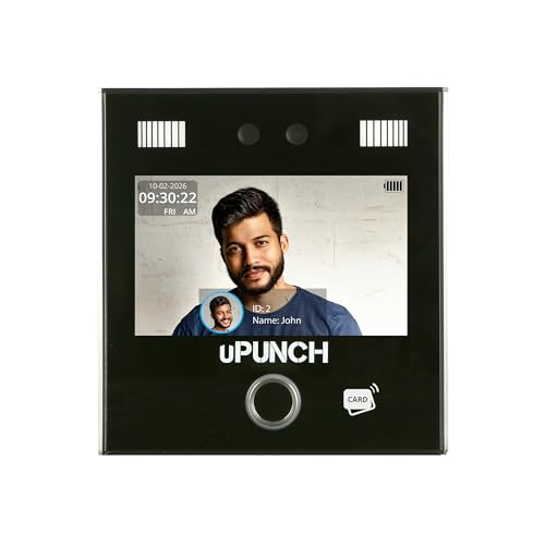uPunch MK5000 AI Face Recognition Computerized Time Clock for Small Businesses and Offices, Automatic Punch in & Out, PIN, RFID and Fingerprint Punch Options (No Monthly Fee), Gray
