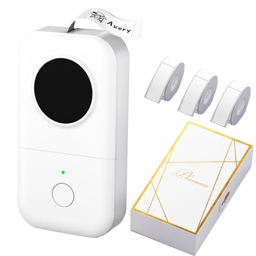 Phomemo Label Maker Machine with 3 Tapes, D30 Small Bluetooth Label Maker | Thermal, Rechargebale Label Make with Multiple Templates Fonts Icon for Back to School Supplies, White for Teacher, Kids - color: White