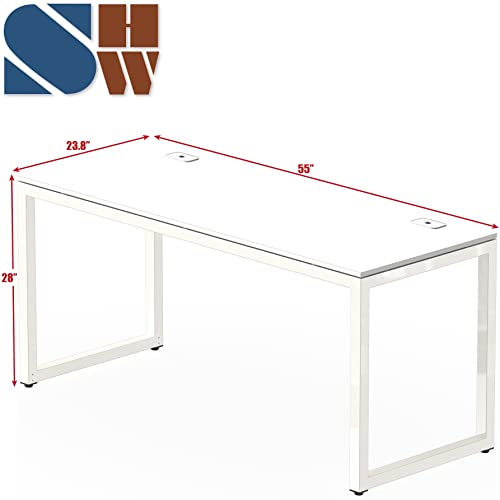 SHW 55-Inch Commercial-Grade Office Computer Desk, White - color: White, size: 55-Inch