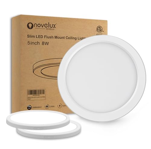 ETL Certified 5 inch Flush Mount Ceiling Light Dimmable,5000K White LED Ceiling Light Ultra Thin Round Flat Panel Ceiling Lights for Bedroom, Bathroom,Kitchen, Hallway,Basement,Closet, 3 Pack - color: 3 Pack White, size: 5 inch