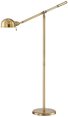 Dawson Antique Brass Adjustable Boom Arm Pharmacy 55" Tall Floor Lamp | Traditional Farmhouse Task Light Standing Metal Balance Gold Shade Decor for Living Room Reading House Bedroom