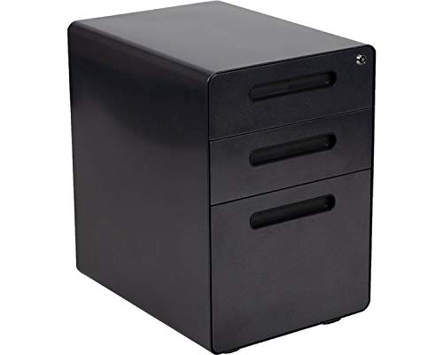 Flash Furniture 3-Drawer Locking Mobile Filing Cabinet, Black - color: Black, style: Ergonomic