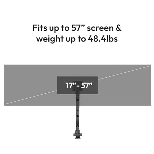 Pixio PS2S Titan Black Ultrawide Mega Heavy-Duty Premium Single Monitor Arm Stand fits up to 57 inch Monitors Holds up to 59.4lbs VESA Compatible Integrated Cable Management - color: Black, size: Single 17"-57"