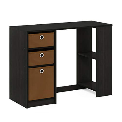 FURINNO Computer Study Writing Desk, Espresso, Model:15110EXBR - color: Espresso, size: With Bin Storage, 39.4 in. x 15.7 in.