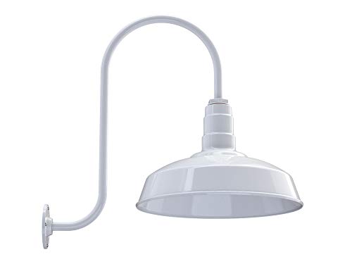 Upslope Gooseneck Barn Light Outdoor | Farmhouse Exterior Wall | White - color: White, size: 23" Upslope Gooseneck