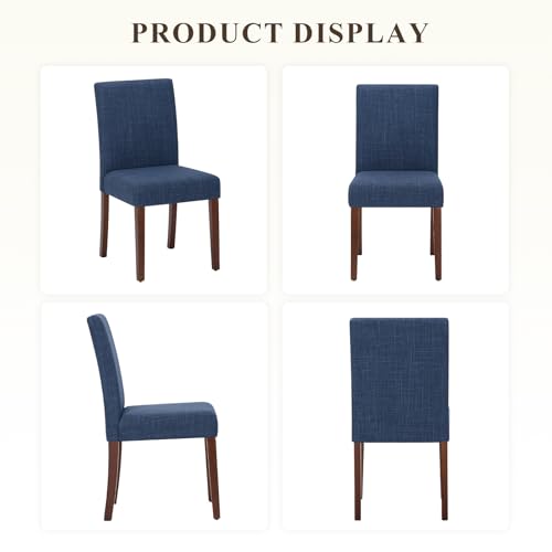 MALOL Upholstered Dining Chairs Set of 6, Modern Fabric Dining Room Chair, Wooden Dining Chair, Kitchen Side Chairs, Farmhouse Dinner Chair with High Back for Kitchen, Blue - color: Blue, size: Set of 6