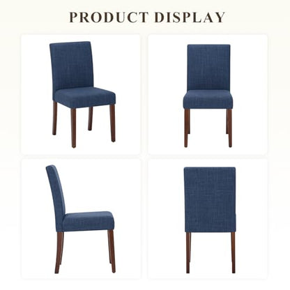 MALOL Upholstered Dining Chairs Set of 6, Modern Fabric Dining Room Chair, Wooden Dining Chair, Kitchen Side Chairs, Farmhouse Dinner Chair with High Back for Kitchen, Blue - color: Blue, size: Set of 6