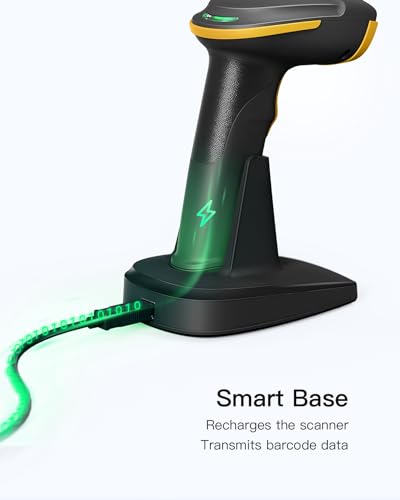 Inateck 2D Barcode Scanner Bluetooth, Barcode Reader with 2.4Ghz Smart Base, Screen Scanning, BCST-54 Black - color: Black-BCST54, size: With Smart Base