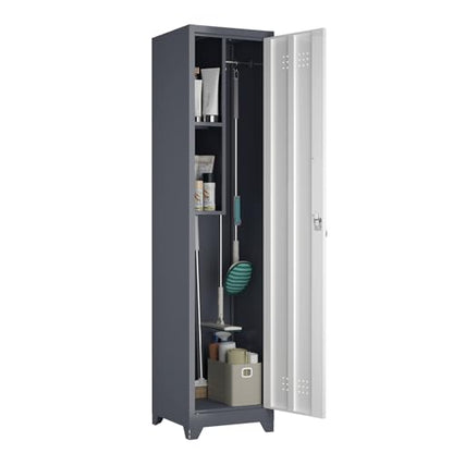 Slim Utility Cabinet, 65”H Bathroom Storage with Doors and Shelves - color: 65"h 1 Door - Grey/White