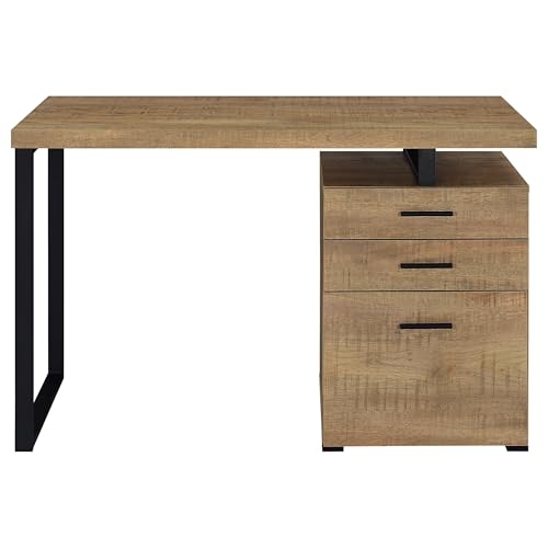 Coaster Brennan 47-Inch Rectangular 3-Drawer Desk with Storage Mango 800787 - color: Mango/Black