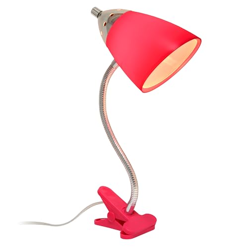 Simple Designs LD2001-PNK-LB 17.5" Flossy Flexible Gooseneck Clip Light Desk Lamp with LED Bulb, Pink - color: Pink