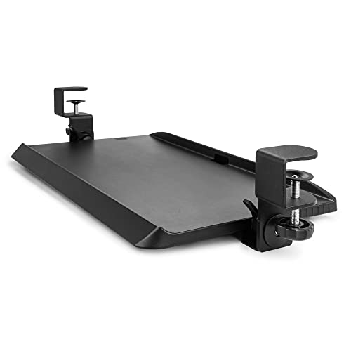 Kantek Clamp On Under Desk Ergonomic Computer Keyboard Tray Holder, Adjustable Tray Slides Out with Tilt Control, Easy Mounting, 20" x 12.25", Black - size: 20-Inch W x 12.25-Inch D