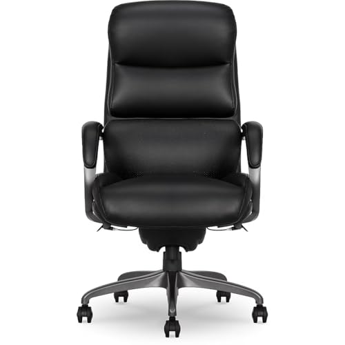 La-Z-Boy Aberdeen Ergonomic Executive Office Chair, Bonded Leather, Swivel, Reclines, Adjustable Arms, Lumbar Support, Black