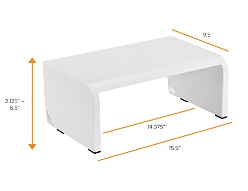 Bostitch Office Konnect Adjustable Monitor Stand Riser, 4 Height Adjustments, Built-In Cable Management, Rubber Feet - White - color: White, style: Laptop Stand