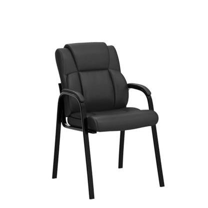 CLATINA Leather Guest Chair with Padded Arm Rest for Reception Meeting Conference and Waiting Room Side Office Home Black 4 Pack - color: Black, size: 4 Pack