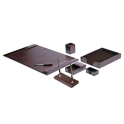 Dacasso Bonded Set Luxury Leather Desk Pad & Desk Organization Essentials, 7 Piece, Dark Brown - color: Dark Brown, style: 7 Piece