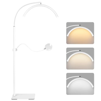 Half Moon Lash Light with 4X Magnifier for Eyelash Extensions - Professional LED Lamp for Eyetech,Tattoo Artists, Estheticians | Dimmable Cool/Warm Lighting & Brightness | Shadow-Free Design (Remote) - color: White