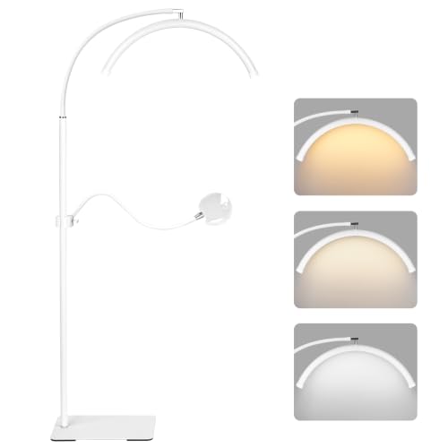Half Moon Lash Light with 4X Magnifier for Eyelash Extensions - Professional LED Lamp for Eyetech,Tattoo Artists, Estheticians | Dimmable Cool/Warm Lighting & Brightness | Shadow-Free Design (Remote) - color: White