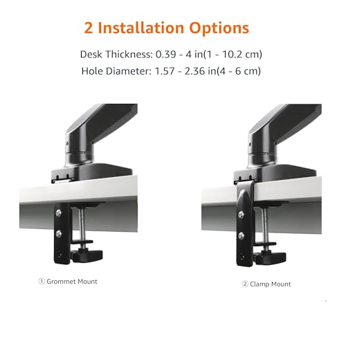 Amazon Basics Gas Spring Single Monitor Arm Desk Mount, Adjustable Tension, Fits 15–27 Inch Monitors, Supports 4.4–15.4 lbs, VESA 75x75/100x100, Black - size: Single, style: GasSpringMonitor