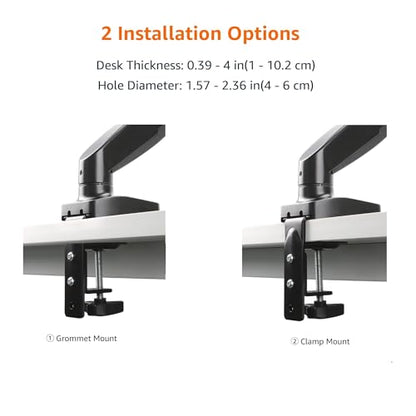 Amazon Basics Gas Spring Single Monitor Arm Desk Mount, Adjustable Tension, Fits 15–27 Inch Monitors, Supports 4.4–15.4 lbs, VESA 75x75/100x100, Black - size: Single, style: GasSpringMonitor