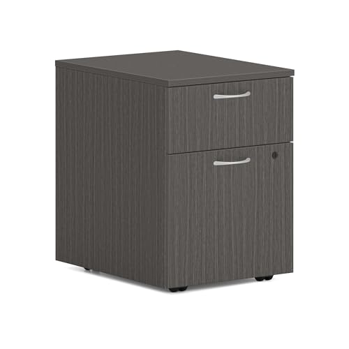 HON MOD 2 Drawer File Cabinet On Wheels, Mobile Pedestal for Filing Cabinets for Home Office, 15" W Portable Storage, Slate Teak - color: Slate Teak, style: 1 Box Drawer / 1 File Drawer