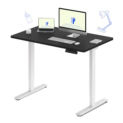 FLEXISPOT E3 Dual Motor Electric Standing Desk 48 x 30 Sit Stand Up Desk, Holds 220 lbs, Adjustable Height w/Memory Presets, One-Piece Black Desktop & White Frame, Ships in 2 Boxes - color: White Frame + Black Top, size: 48"x30" Whole-piece
