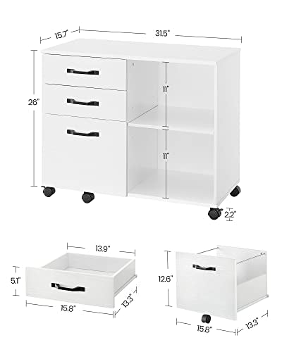 VASAGLE 3-Drawer Lateral File Cabinet, Home Office Printer Stand - color: Cloud White, size: 3 Drawers