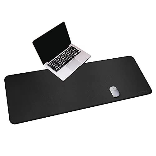 CENNBIE Leather Desk Mat,55" x 19.6" Extra Large Desk Pad Protector (Black) - color: Black, size: 19.6" x 55"