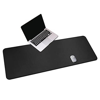CENNBIE Leather Desk Mat,55" x 19.6" Extra Large Desk Pad Protector (Black) - color: Black, size: 19.6" x 55"