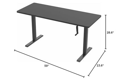 VIVO Manual Height Adjustable 60 x 24 inch Stand Up Desk, Black Solid One-Piece Table Top, Black Frame, Standing Workstation with Foldable Handle, DESK-KIT-MB6B | Manual, Holds 110 lbs, Sit Stand, Height Adjustable, Solid One-Piece Table Top, Home Office,