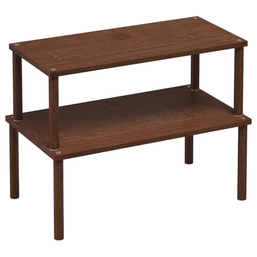 VERTORGAN 2 Pack Cabinet Organizer Shelf,Bamboo Countertop(Large,Brown) - color: Brown, size: 15.8"W